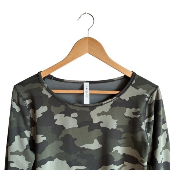 Lululemon Wunder Train Cropped Long Sleeve Size 10 Heritage 365 Camo Olive Multi - Picture 3 of 11